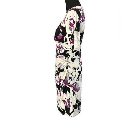 Ralph Lauren Women's Faux Floral Wrap Midi Dress V-Neck Jersey Stretch EUC Sz 10 - Picture 5 of 16